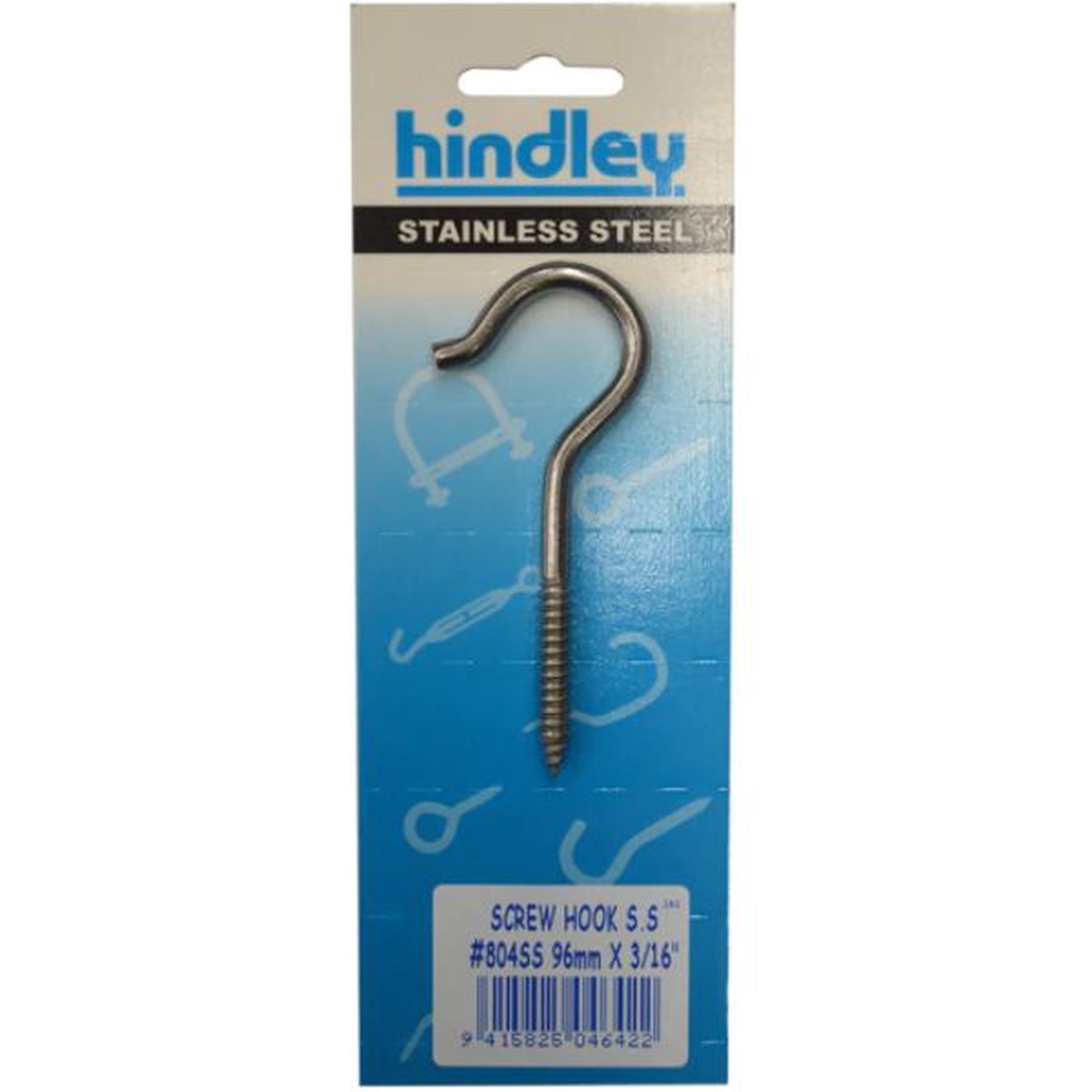 Xcel Screw Hook Stainless Steel #804SS 96mm x 5mm Carded