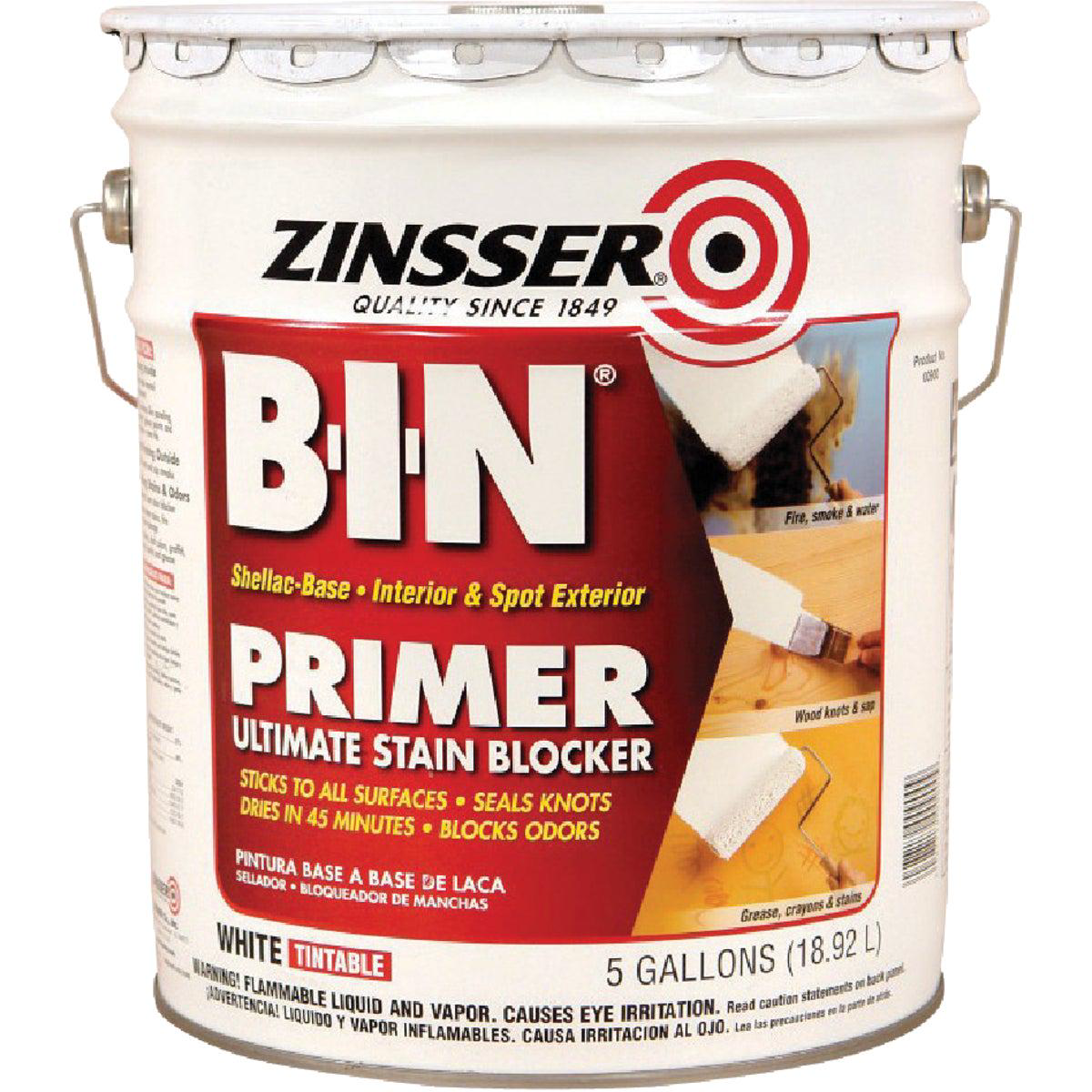 Zinsser B-I-N Shellac-Based Ultimate Stain Blocker Interior 038 Spot Exterior Primer White 5 Gal