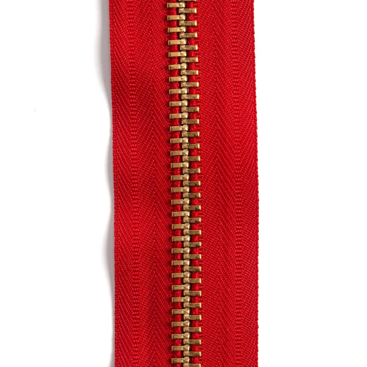 YKK #10 Brass Zipper Tape 6 ft. (1.8 m) - Red