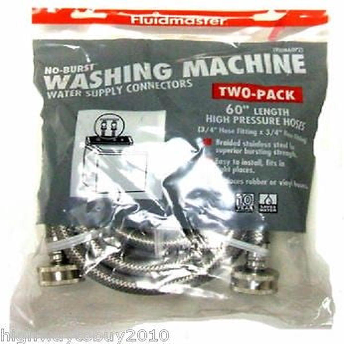(4) Fluidmaster 2 Packs 348221 x 348221 x 608221 Stainless Steel Washing Machine Hoses