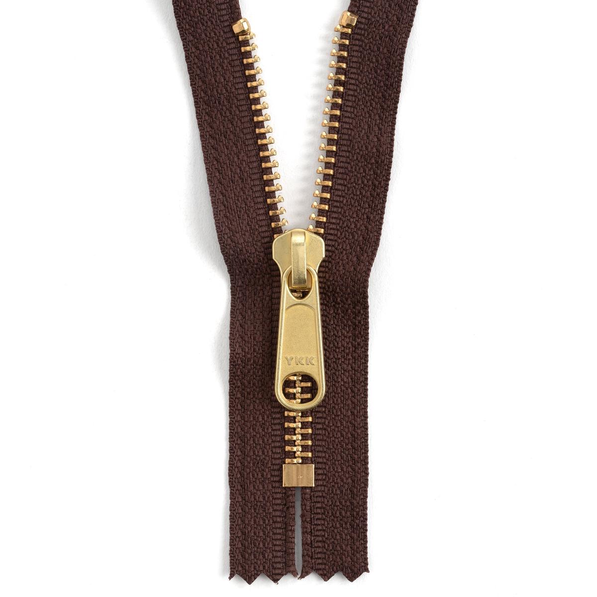 YKK #5 Brass Complete Zipper - Brown | 4" (102 mm)