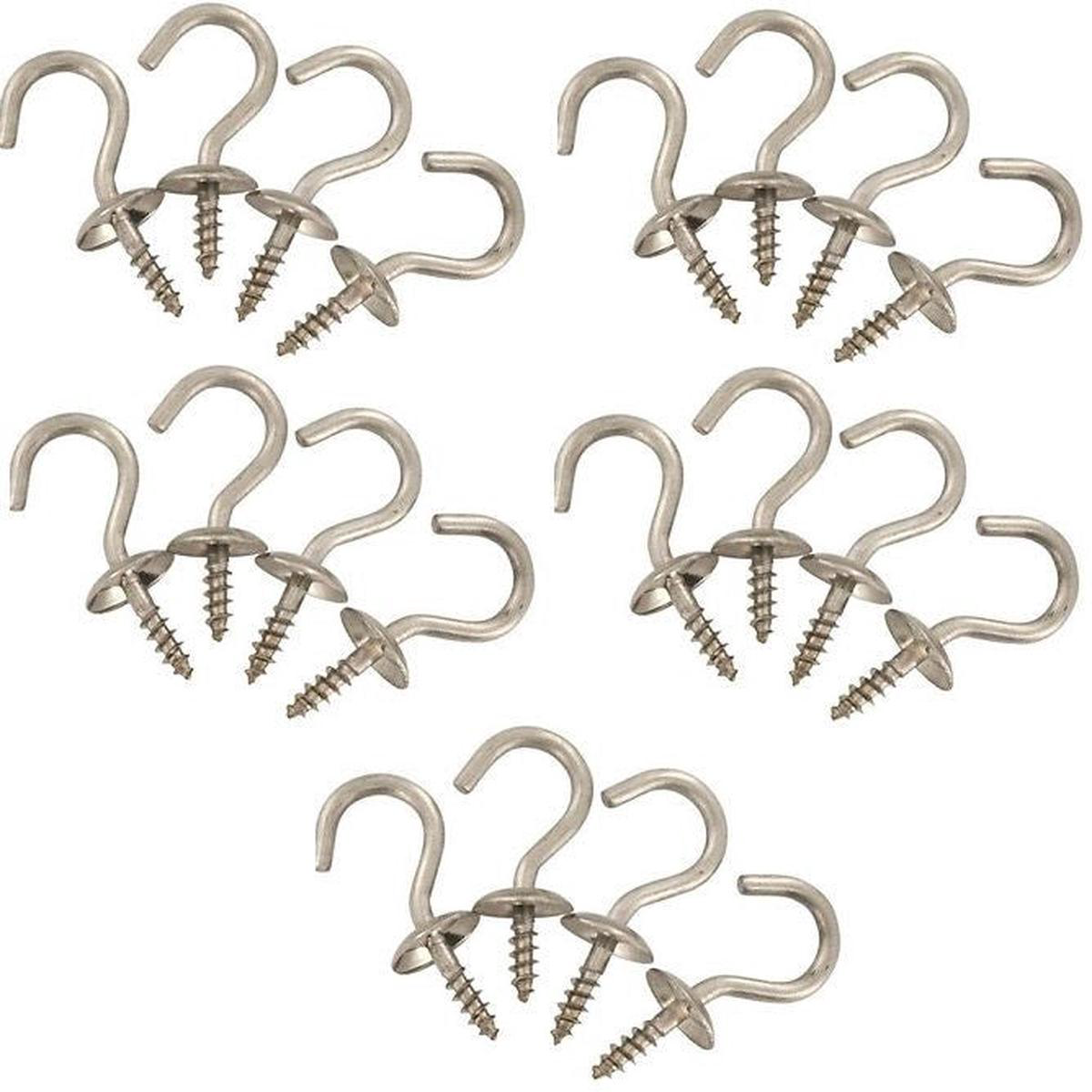 (5) National Mfg N348-433 4 packs 348221 Stainless Steel Screw In Cup Hooks