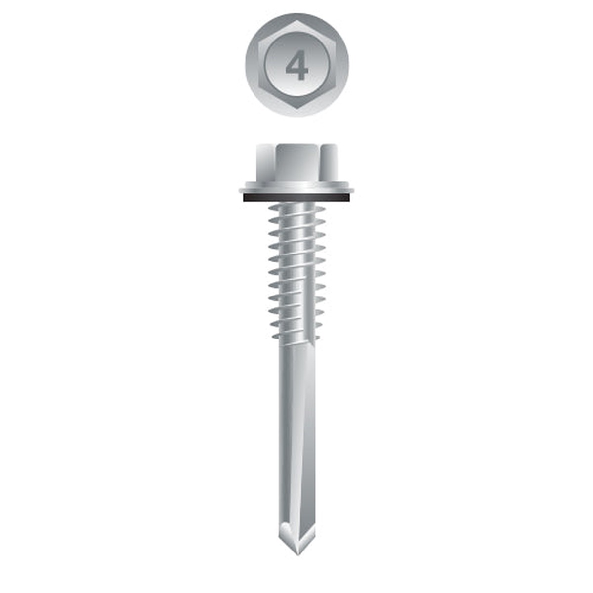 #12 Strong-Point Hex Washer Head w/Washer 12-24 x 1-1/2, 410 Stainless Steel
