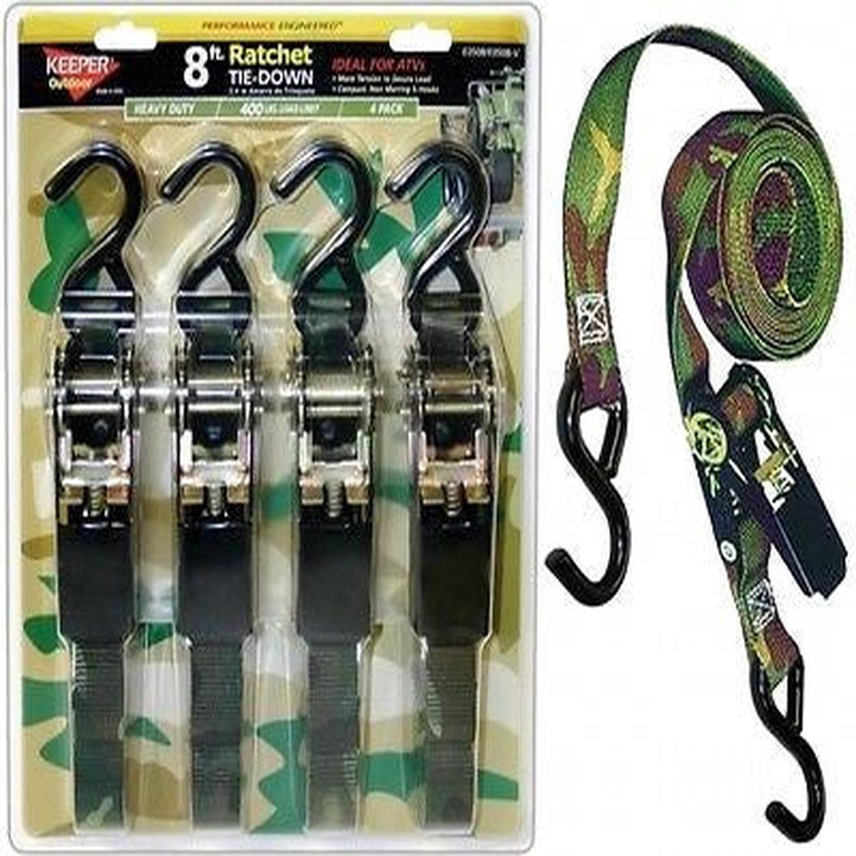 (6) sets Hampton Keeper # 03508-V 4 pack 8' Camouflage Ratchet Strap Tie Downs
