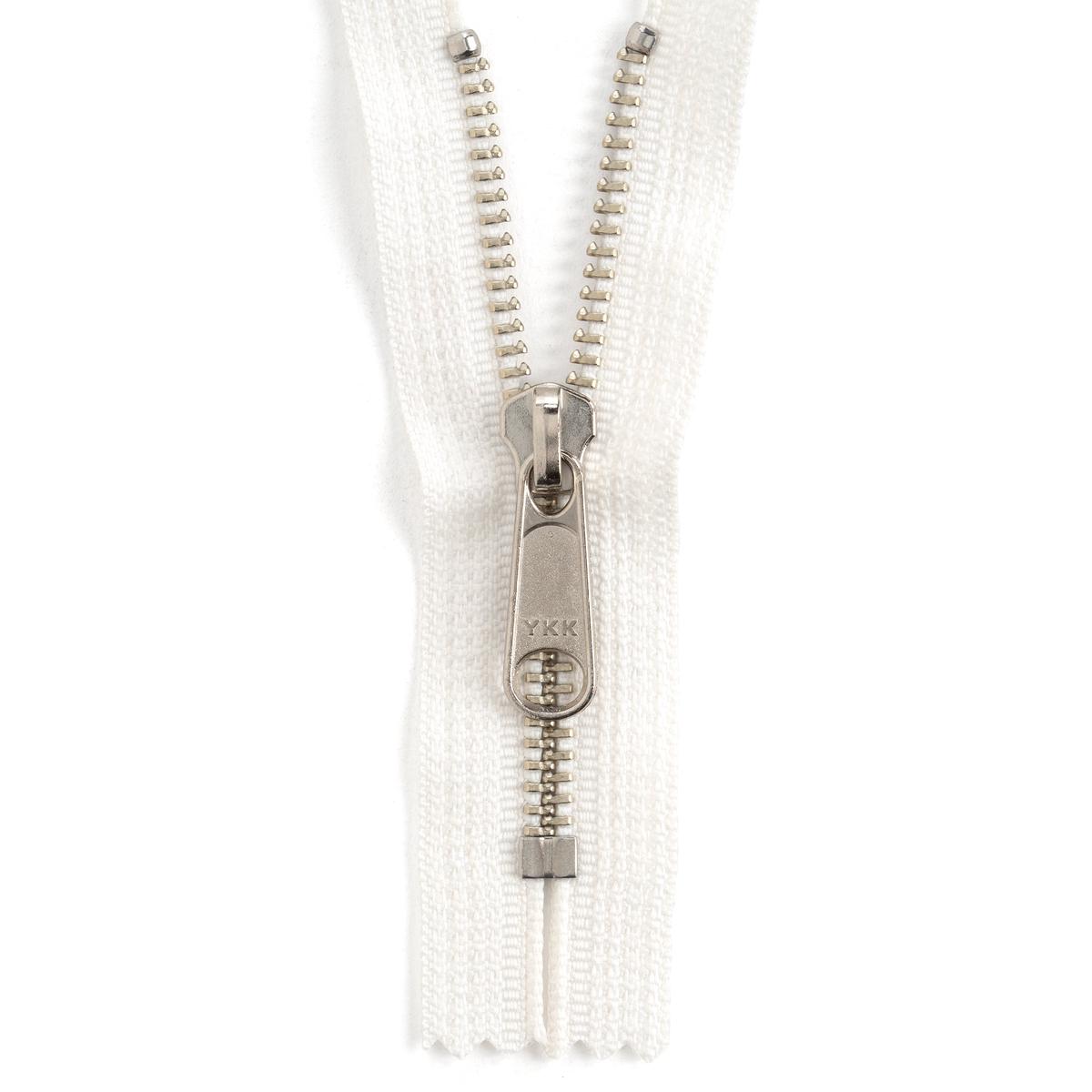 YKK #5 Nickel Plate Complete Zipper - White | 4" (102 mm)