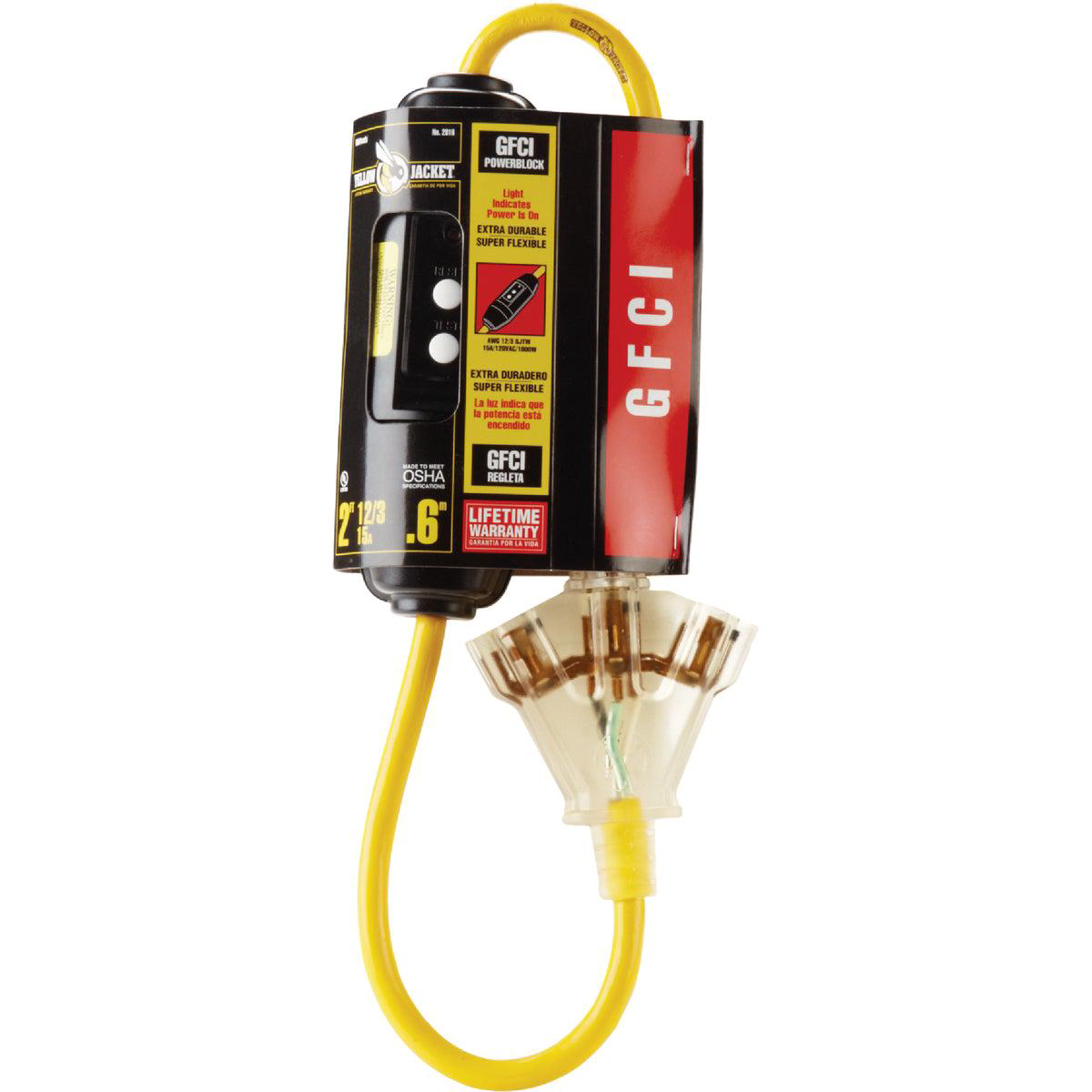 Yellow Jacket 2 Ft 123 Yellow 3-Outlet GFCI Extension Cord