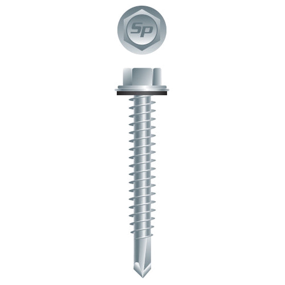 #14 Strong-Point Hex Washer Head w/Washer 14-14 x 1, Zinc