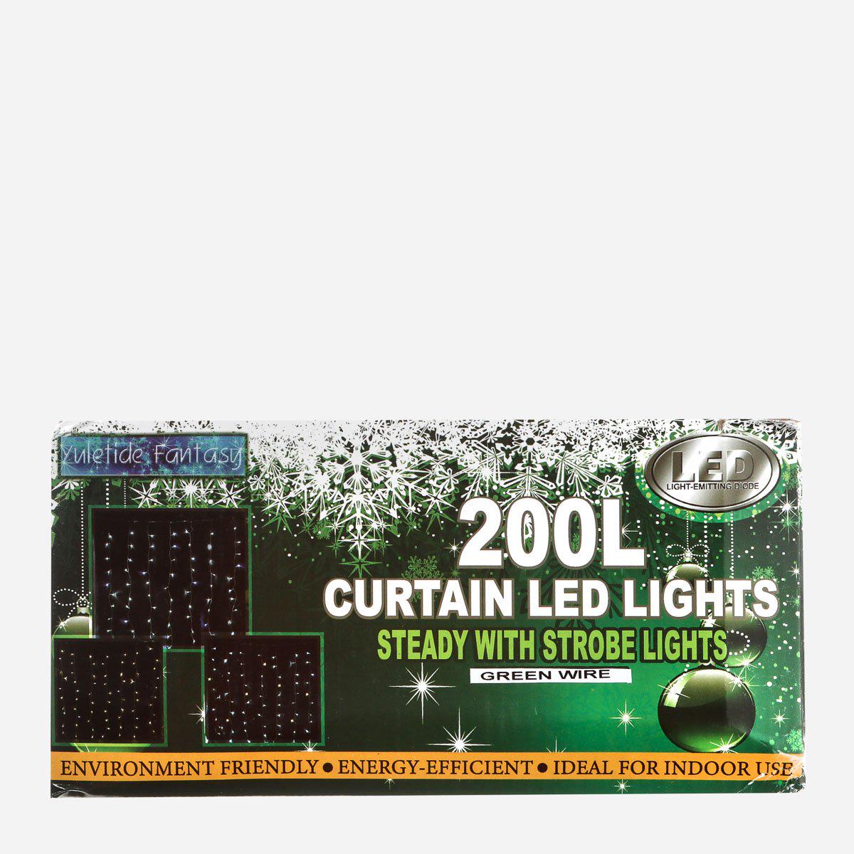 Yuletide Fantasy 200 Curtain Strobe LED Christmas Lights 3m Cool White