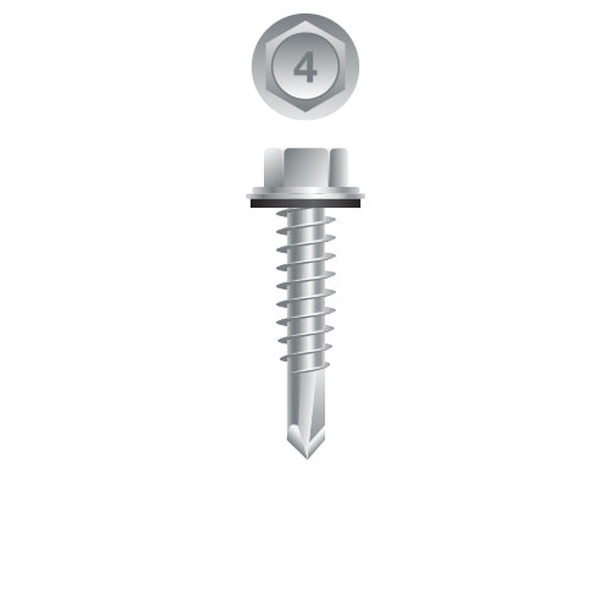 #14 Strong-Point Hex Washer Head w/Washer 14-14 x 3/4, 410 Stainless Steel