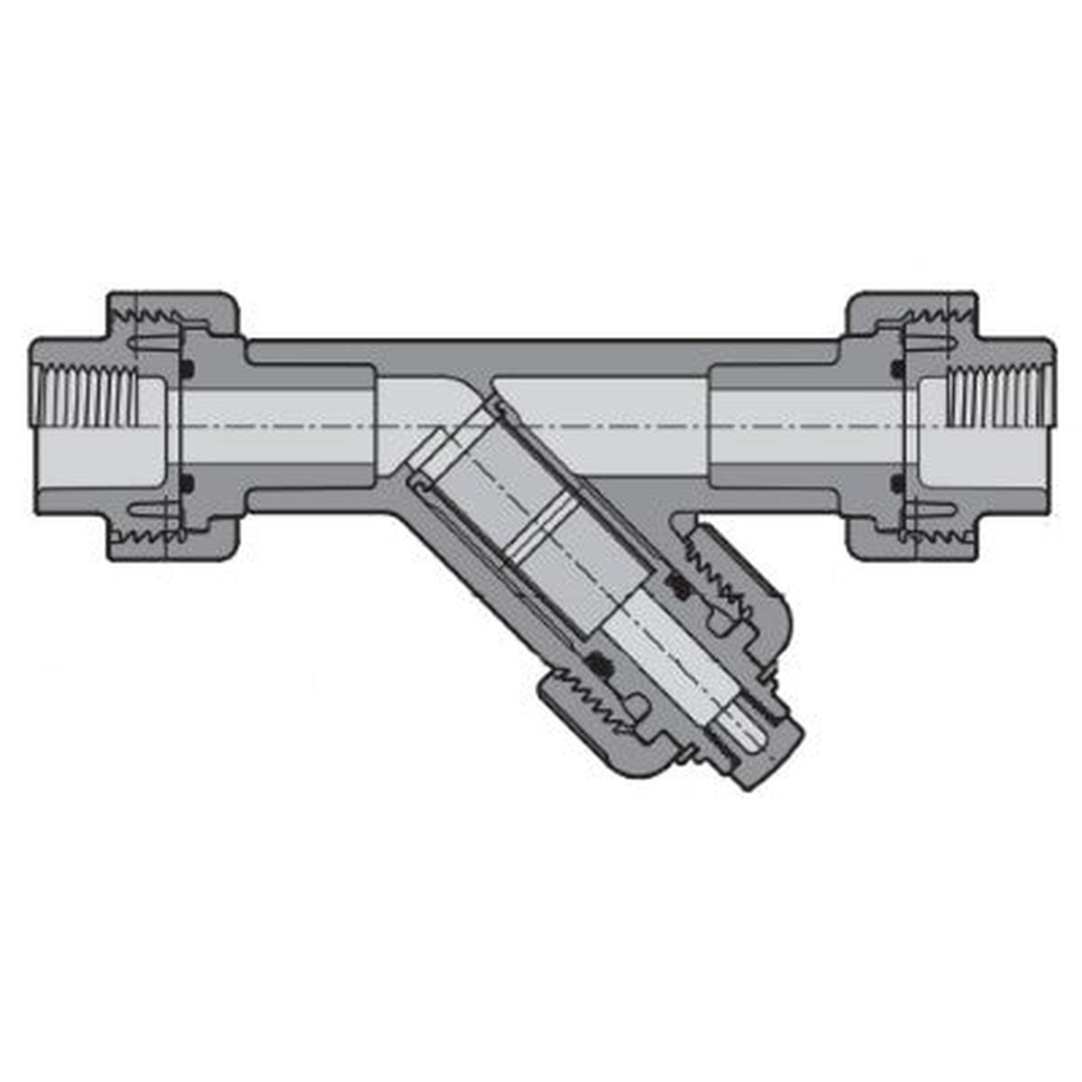 3/4" Spears Clear PVC True Union Y-Strainer - SR FIPT - EPDM - SS8 Mesh (YS2BS8-007CLSR)