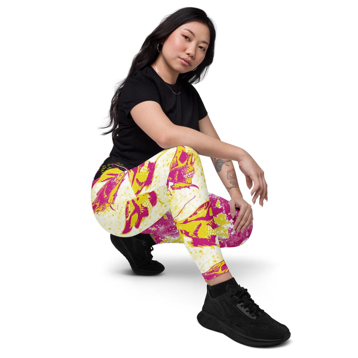 Baphomet Butterfly Skull Crossover leggings with pockets - 6XL